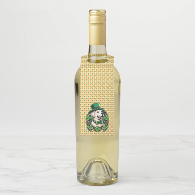 Saint Patrick's Day Cute Dog Bottle Tag (On Bottle)
