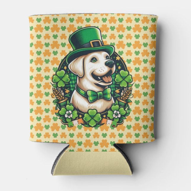 Saint Patrick's Day Cute Dog Can Cooler (Front)
