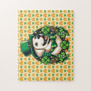 Saint Patrick's Day Cute Dog Jigsaw Puzzle