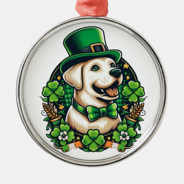Saint Patrick's Day Cute Dog Metal Tree Decoration (Front)