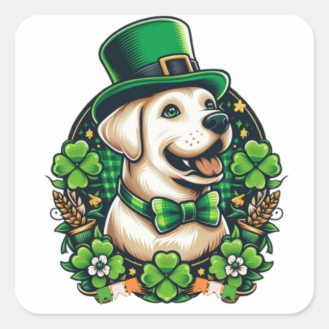 Saint Patrick's Day Cute Dog Square Sticker (Front)