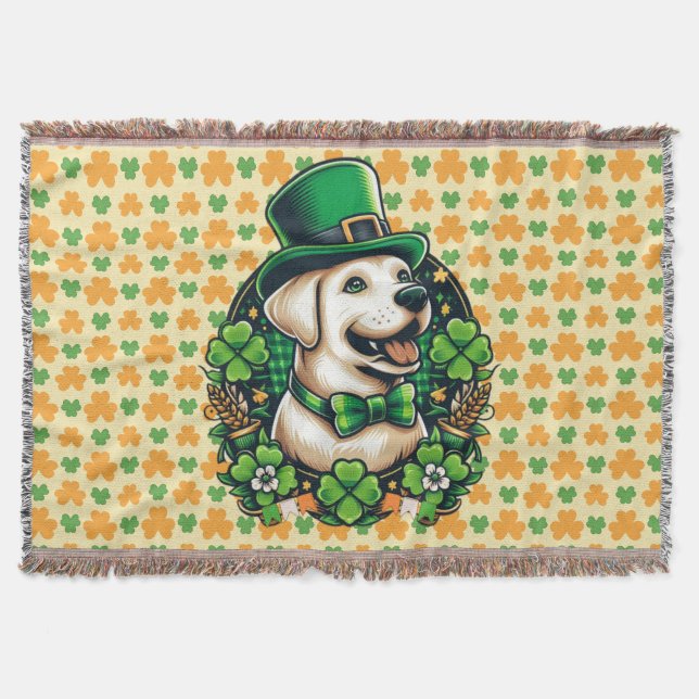 Saint Patrick's Day Cute Dog Throw Blanket (Front)