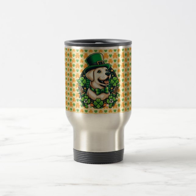 Saint Patrick's Day Cute Dog Travel Mug (Center)