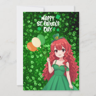  Saint Patrick's day cute, Irish anime lass  Holiday Card
