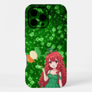 Saint Patrick's day cute, Irish anime lass iPhone 16 Pro Max Case