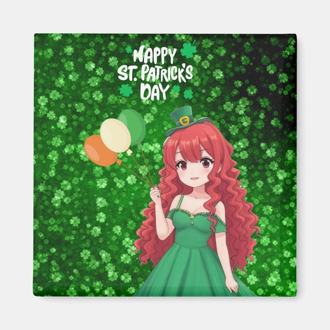  Saint Patrick's day cute, Irish anime lass  Magnet (Front)