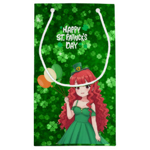 Saint Patrick's day cute, Irish anime lass Small Gift Bag