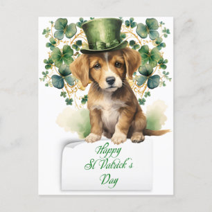 Saint Patrick's Day Cute Irish Puppy Holiday Postcard