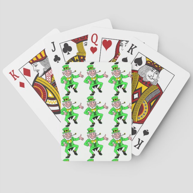 Saint Patrick's Day Dancing Leprechauns Pattern Playing Cards (Back)