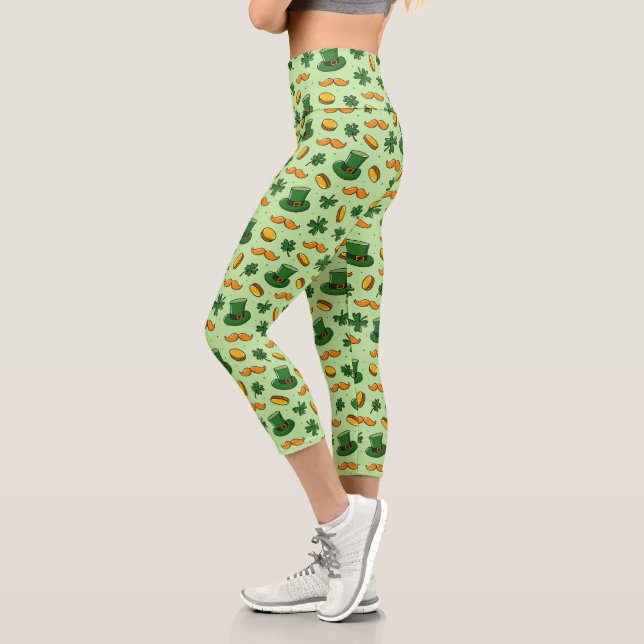 Saint Patrick's Day Doodle Capri Leggings (Left)