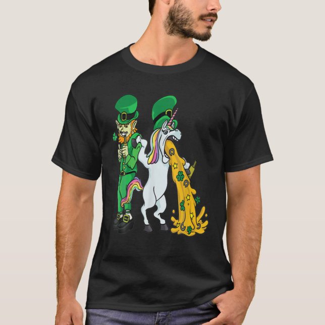 Saint Patrick's Day Drunk Unicorn Leprechaun Hat V T-Shirt (Front)