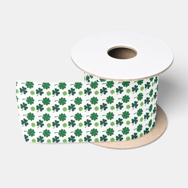 Saint Patrick's Day four leaf clover Shamrocks  Satin Ribbon (Spool)