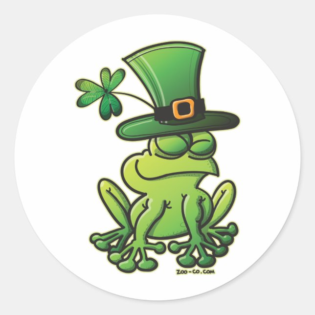 Saint Patrick's Day Frog Classic Round Sticker (Front)