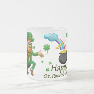 Saint Patricks Day Frosted Glass Coffee Mug