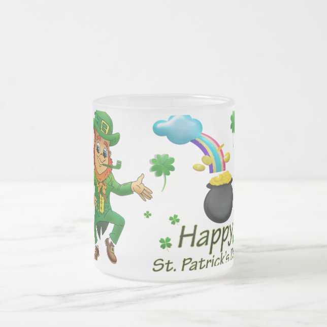 Saint Patricks Day Frosted Glass Coffee Mug (Center)