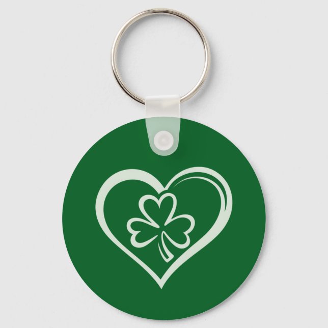 Saint Patrick's Day Funny Shamrock Heart Irish  Key Ring (Front)