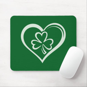 Saint Patrick's Day Funny Shamrock Heart Irish Mouse Mat