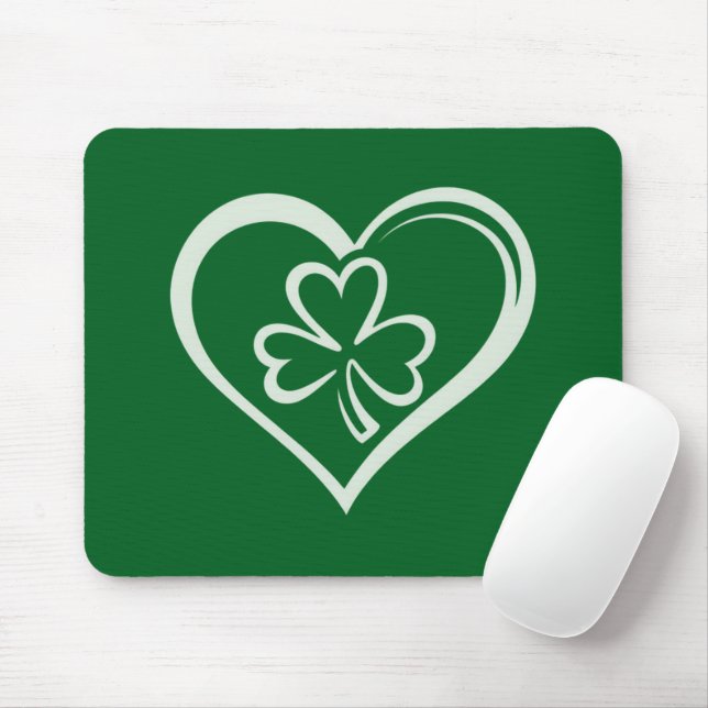 Saint Patrick's Day Funny Shamrock Heart Irish  Mouse Mat (With Mouse)