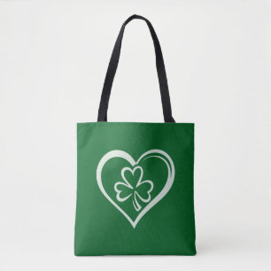 Saint Patrick's Day Funny Shamrock Heart Irish Tote Bag