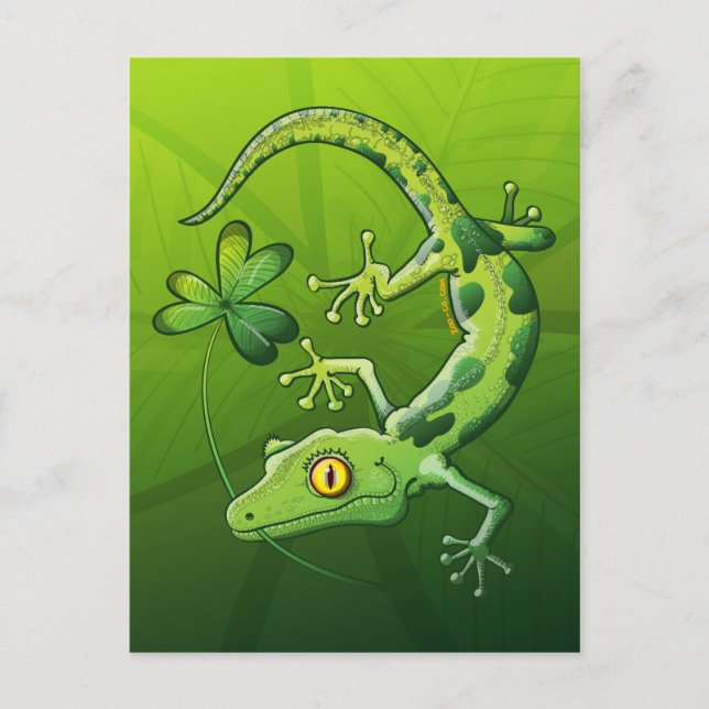 Saint Patrick's Day Gecko Postcard (Front)