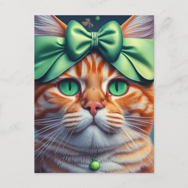 Saint Patricks Day Ginger Cat Postcard (Front)