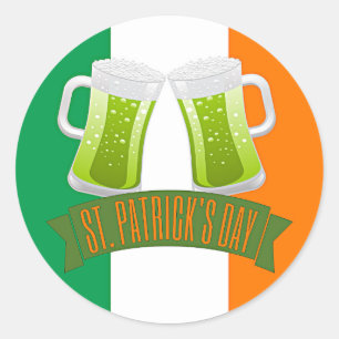 Saint Patrick's Day Green Beer Classic Round Sticker
