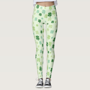 Saint Patricks day Green Cover Shamrocks Pattern Leggings