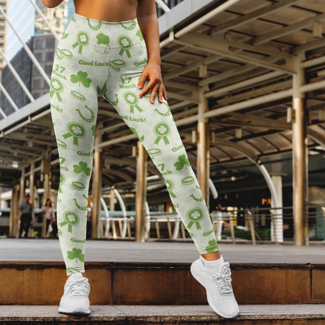 Saint Patrick's Day Green Elements Pattern Leggings (Creator Uploaded)