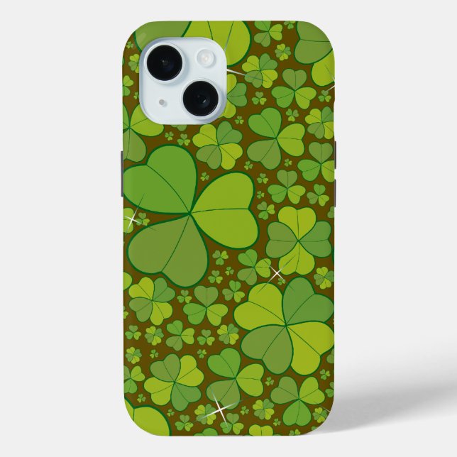 Saint Patrick's Day Green Shamrock Clover Pattern Case-Mate iPhone Case (Back)