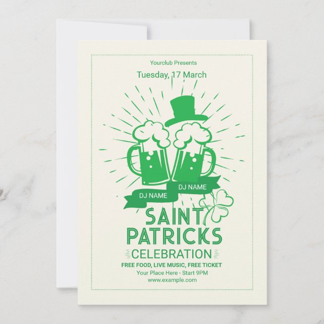 Saint patrick's day invitation flyer template (Front)
