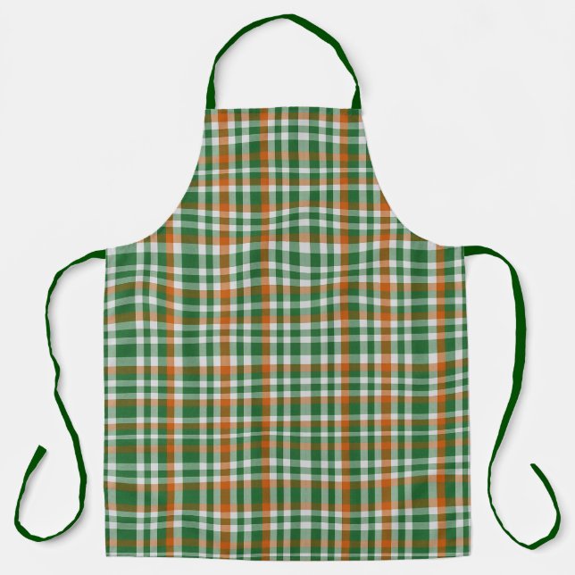  Saint Patrick's day Ireland Flag coloured gingham Apron (Front)
