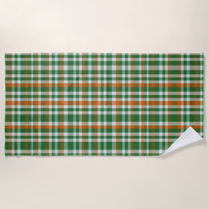  Saint Patrick's day Ireland Flag coloured gingham Beach Towel