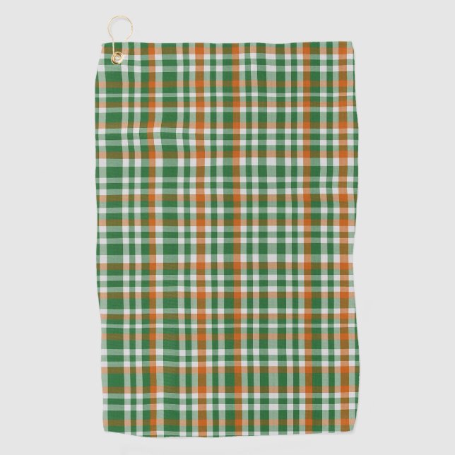 Saint Patrick's day Ireland Flag coloured gingham Golf Towel (Front)