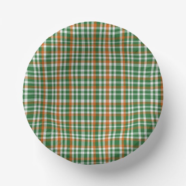  Saint Patrick's day Ireland Flag coloured gingham Paper Plate (Front)