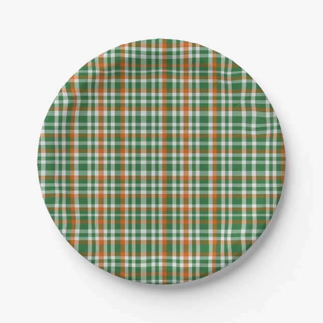  Saint Patrick's day Ireland Flag coloured gingham Paper Plate (Front)