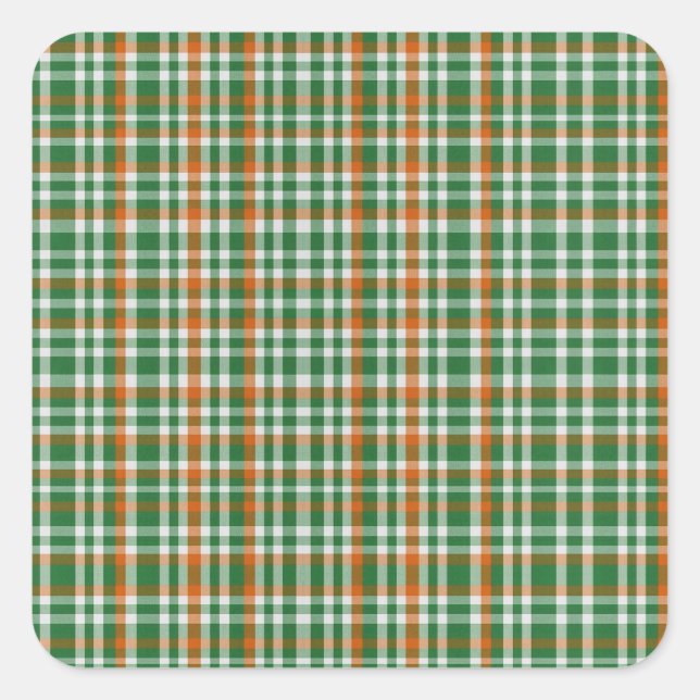  Saint Patrick's day Ireland Flag coloured gingham Square Sticker (Front)