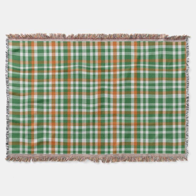  Saint Patrick's day Ireland Flag coloured gingham Throw Blanket (Front)