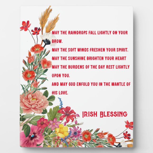 Saint Patrick's Day Irish Blessing Floral Collage  Plaque (Front)