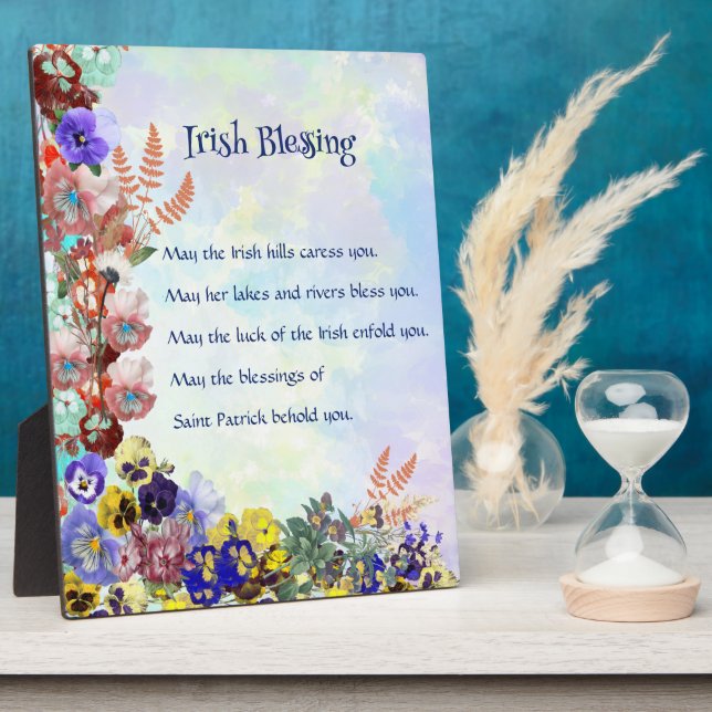 Saint Patrick's Day Irish Blessing Floral Collage Plaque (Side)