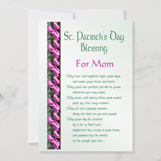 Saint Patricks Day Irish Blessing for Mum Holiday Card (Front)