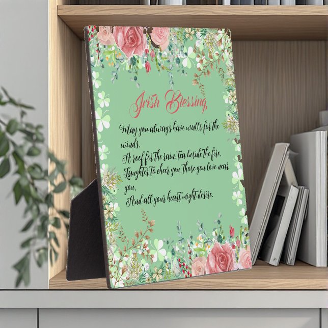 Saint Patrick's Day Irish Blessing Roses Shamrocks Plaque (Saint Patrick's Day Irish Blessing Roses Shamrocks Plaque)