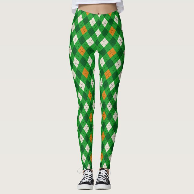  Saint Patrick's Day Irish colored argyle Leggings (Front)