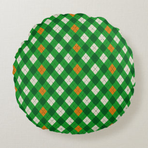 Saint Patrick's Day Irish colored argyle Round Cushion