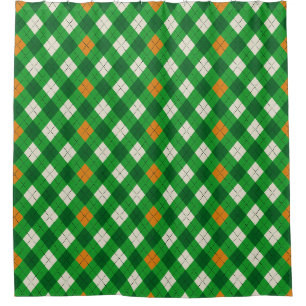 Saint Patrick's Day Irish colored argyle Shower Curtain
