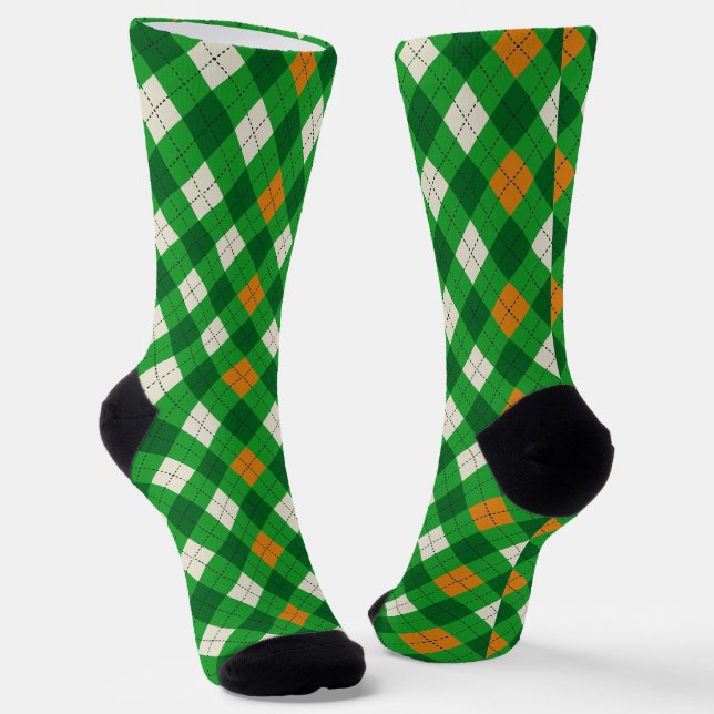  Saint Patrick's Day Irish colored argyle Socks (Angled)