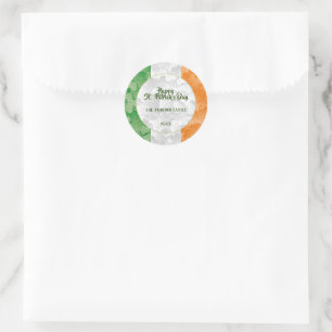 Saint Patrick's Day Irish flag with shamrocks Classic Round Sticker