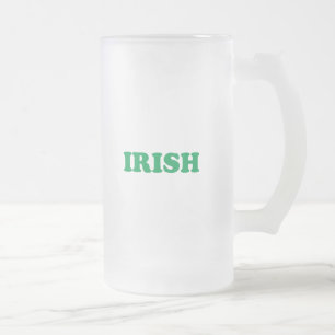 Saint Patrick's Day Irish Green letters Frosted Glass Beer Mug