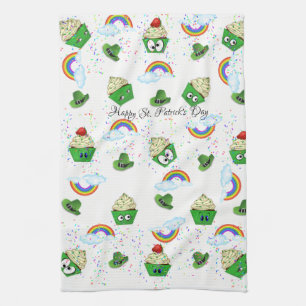 Saint Patrick's Day Kitchen Hand Towel Cupcakes