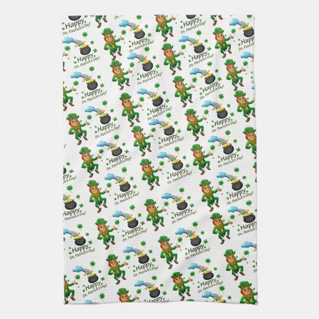 Saint Patrick's Day Kitchen Hand Towel Leprechaun (Vertical)