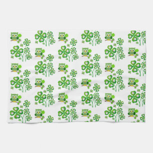Saint Patrick's Day Kitchen Hand Towel Owl
